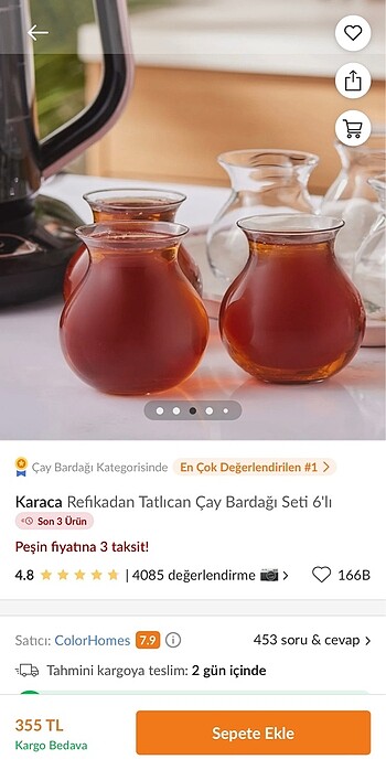 Beden Karaca Refikadan 6 lı çay bardak seti