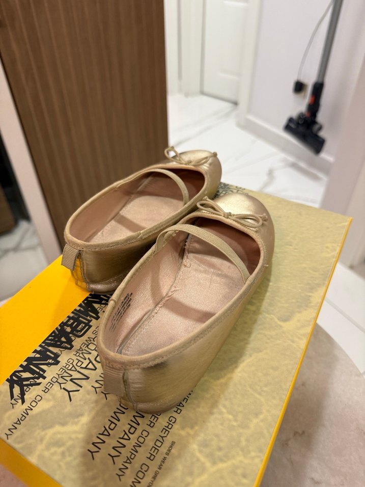 Kız Çocuk Bej Parlak Tokalı Babet Ayakkabı - Görsel 3