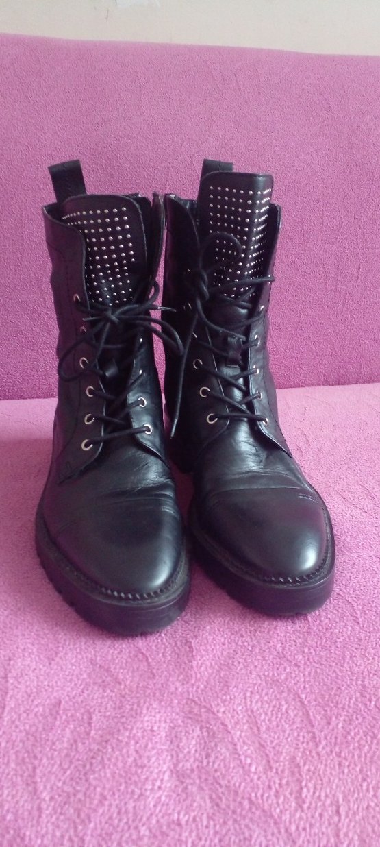 Siyah Deri Goth Yüksek Topuklu Kadın Bot - Görsel 2