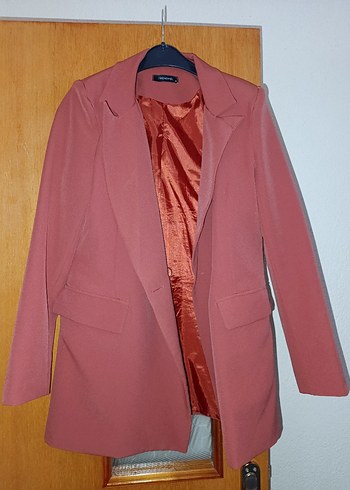 Pembe Düğmeli Kadın Blazer Ceket - Görsel 2