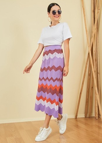 Piliseli Çok Renkli Uzun Kadın Etek - Görsel 3