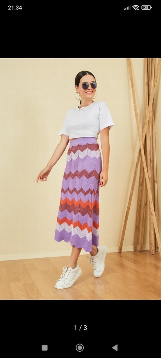 Piliseli Çok Renkli Uzun Kadın Etek - Görsel 3