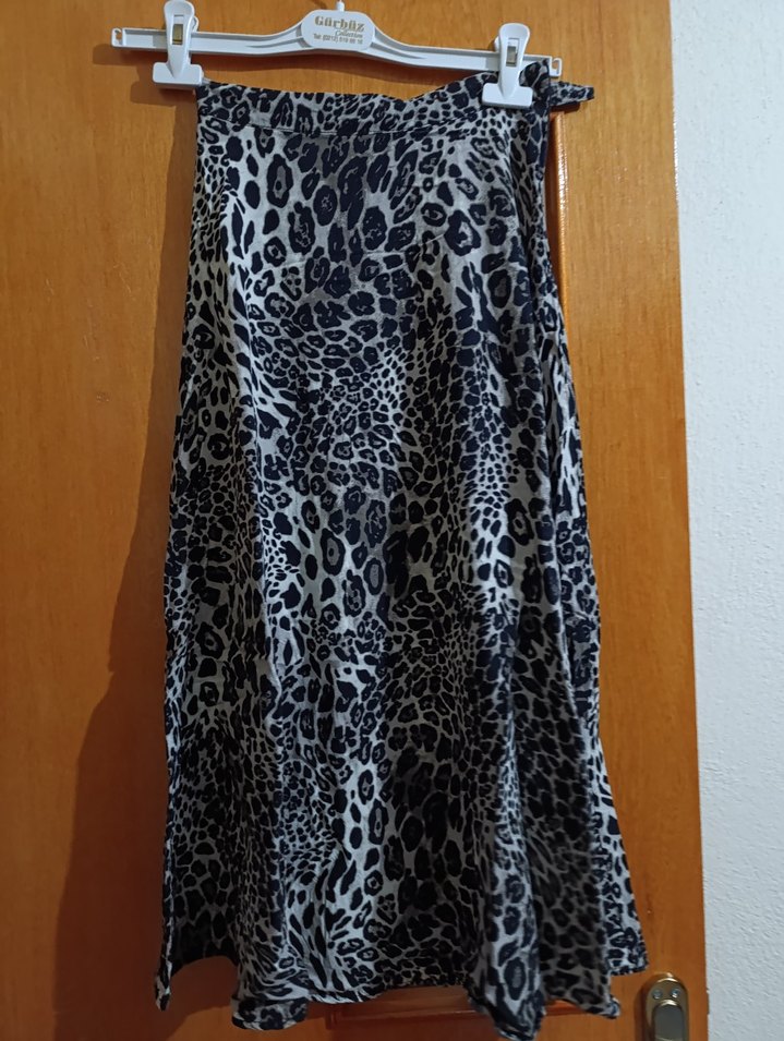 Kadın Leopar Desenli Uzun Bohem Etek - Görsel 2