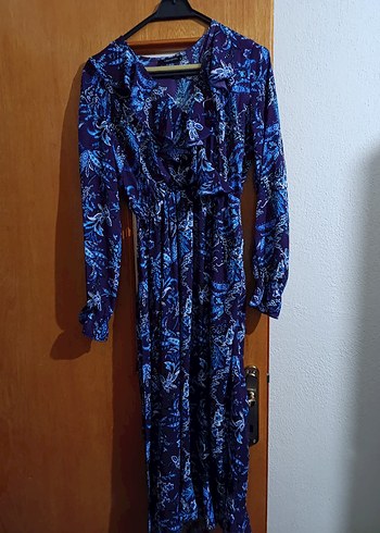 Mor Bohem Uzun Kollu Salaş elbise - Görsel 3