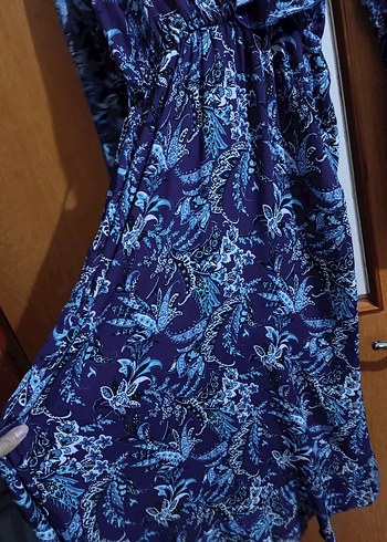 Mor Bohem Uzun Kollu Salaş elbise - Görsel 2