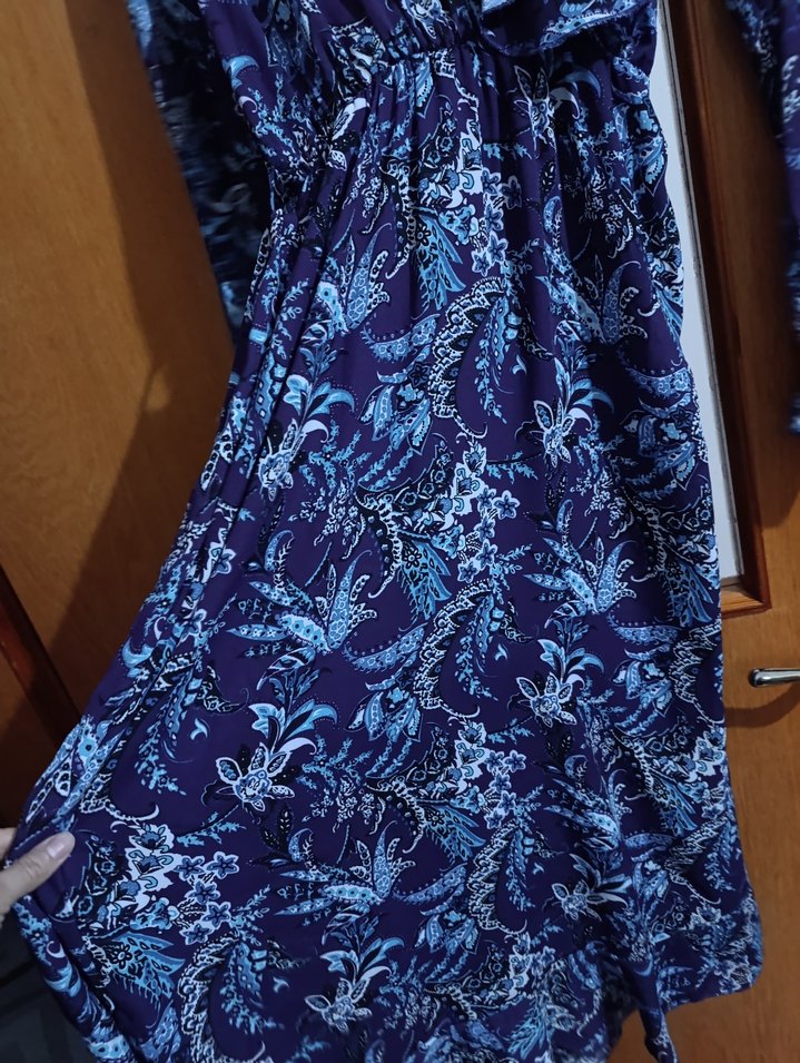 Mor Bohem Uzun Kollu Salaş elbise - Görsel 2