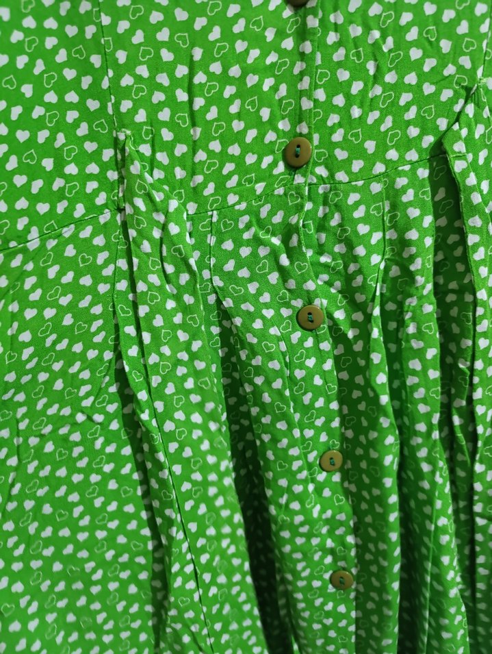 Düğmeli Yeşil Bohem elbise - Görsel 2