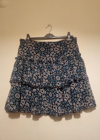 Mango Fırfırlı Etek, Bohem Stil, Mavi