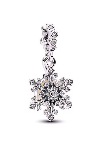 Pandora New çift sallantılı kar tanesi charm