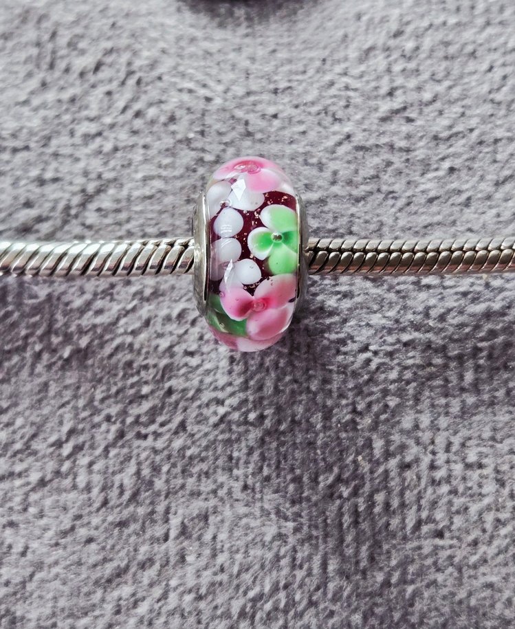 renkli çiçekli murano charm - Görsel 2