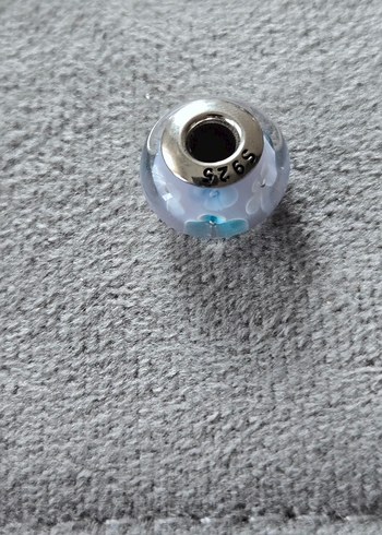 Lila çiçekli murano charm - Görsel 6