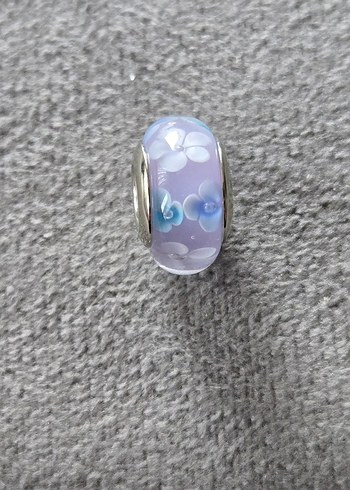 Lila çiçekli murano charm - Görsel 3