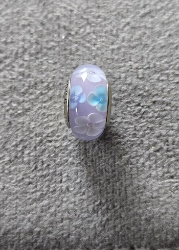 Lila çiçekli murano charm - Görsel 4