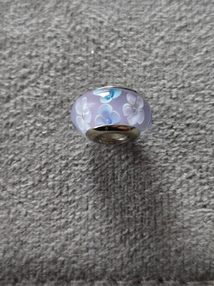 Lila çiçekli murano charm - Görsel 5