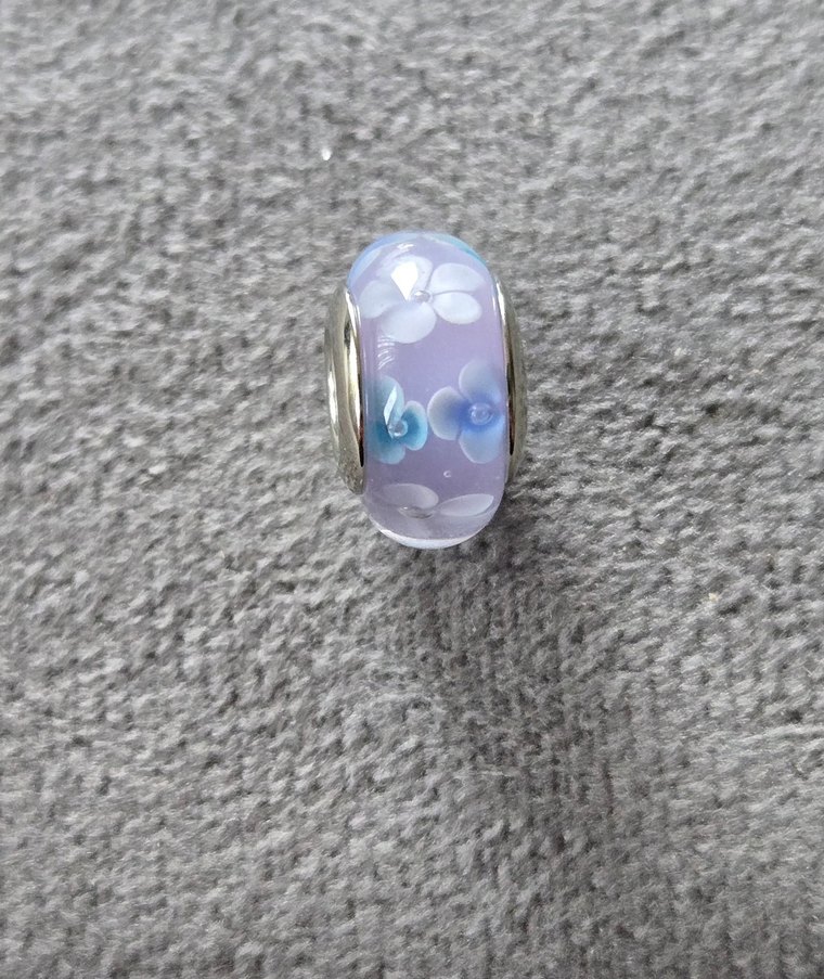 Lila çiçekli murano charm - Görsel 3