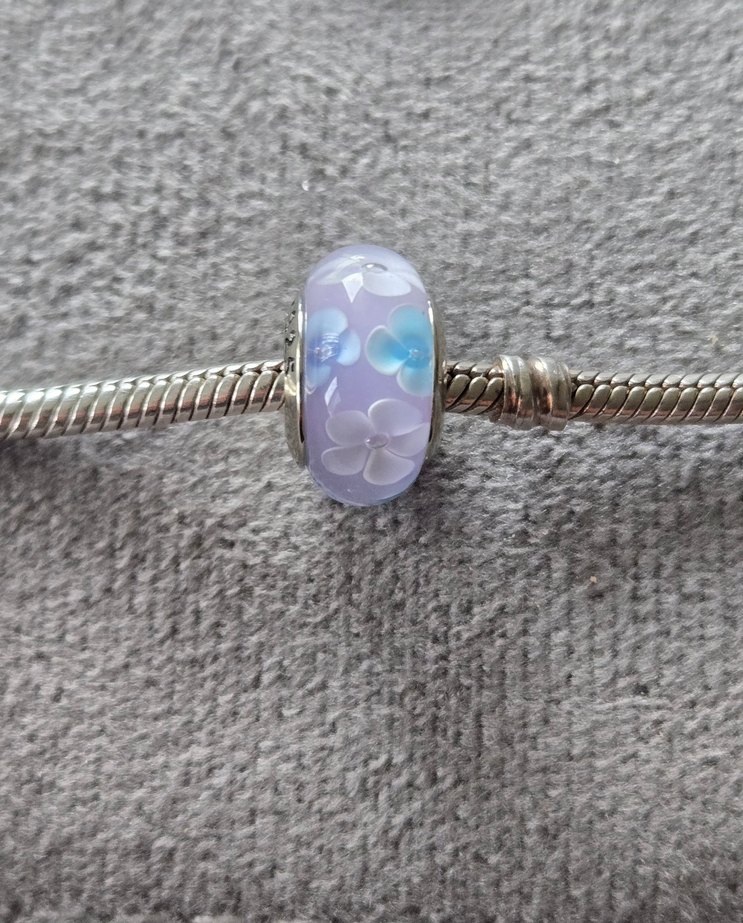 Lila çiçekli murano charm - Görsel 2