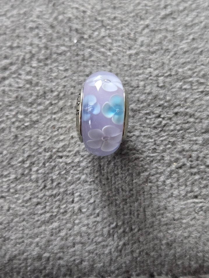 Lila çiçekli murano charm - Görsel 4