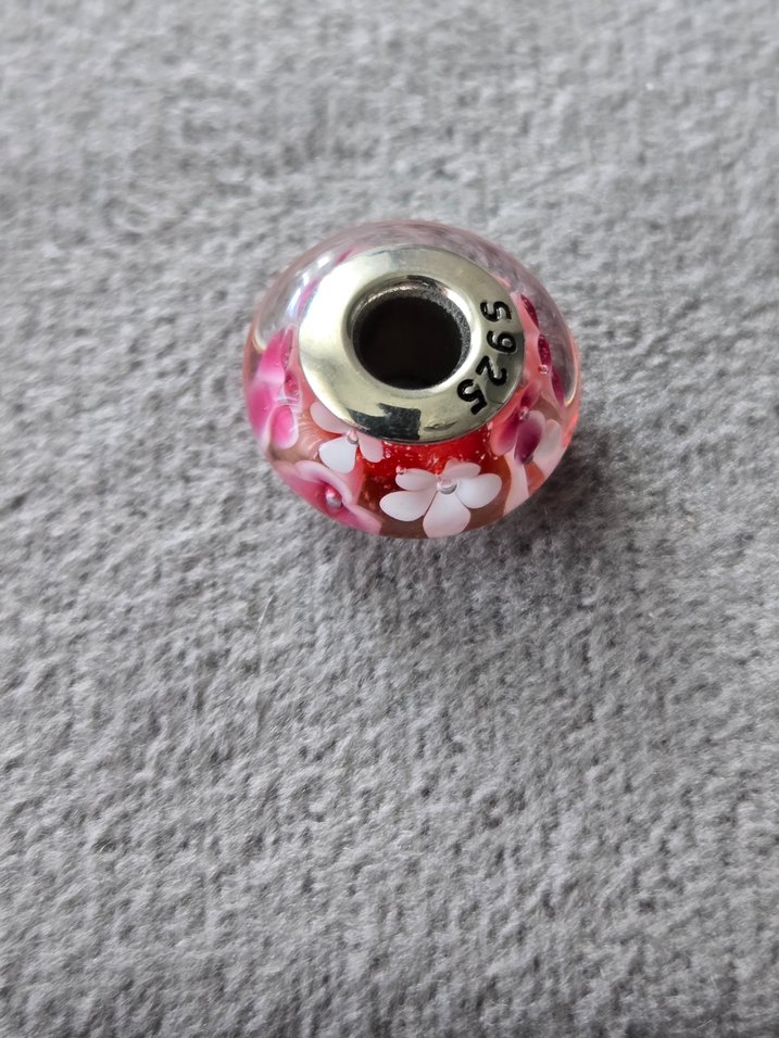 kırmızı çiçekli murano charm - Görsel 5