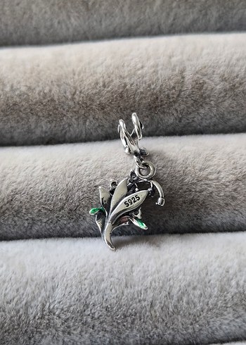 ışıltılı zambak gümüş charm - Görsel 6