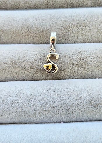 Beden gri Renk Pandora gold kalp S harf charm