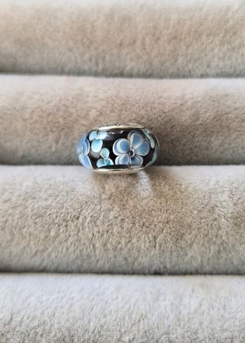 mavi çiçekler murano gümüş charm - Görsel 4