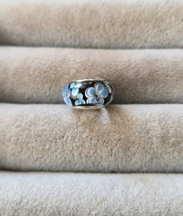 mavi çiçekler murano gümüş charm - Görsel 4