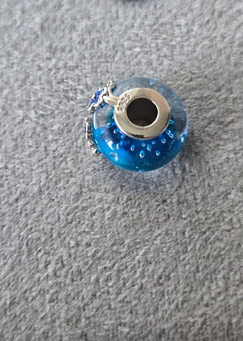 Mavi sarılı çiçekler murano charm - Görsel 6