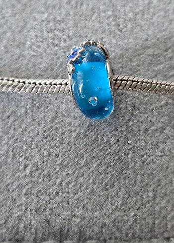 Mavi sarılı çiçekler murano charm - Görsel 5