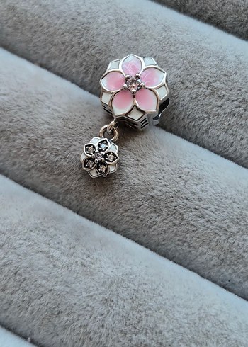  Beden Pandora Pembe mineli çiçek charm