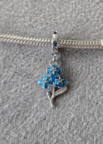 parıltılı mavi çiçekler charm - Görsel 2