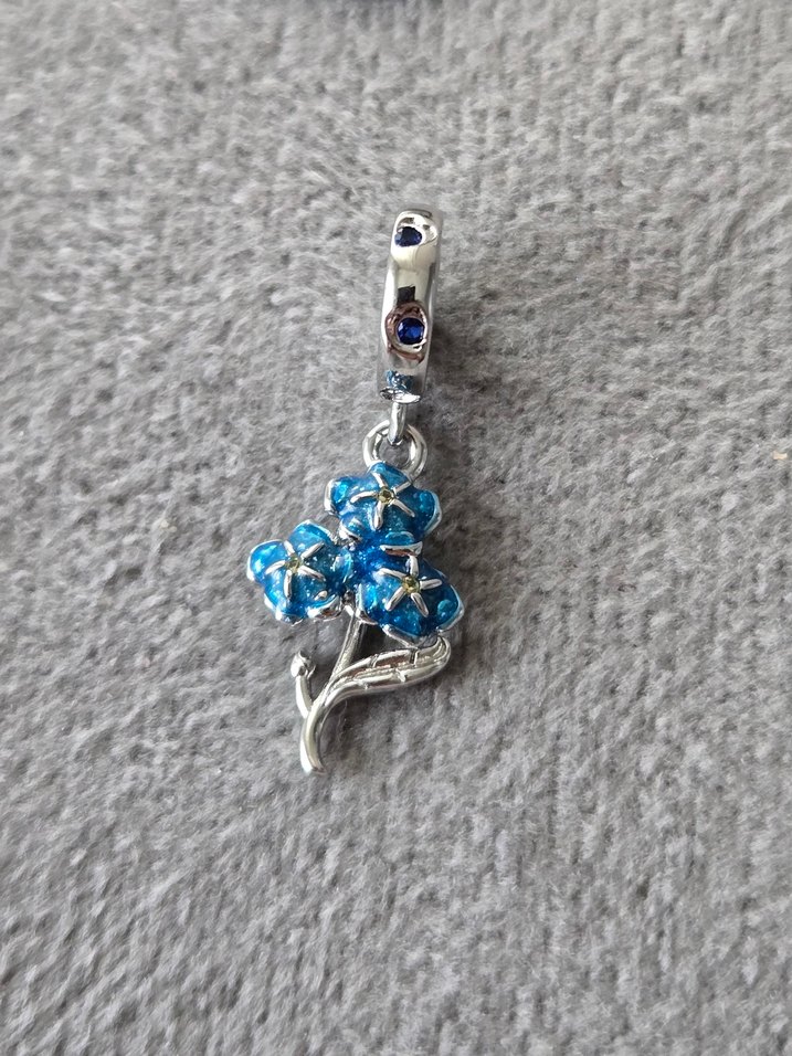 parıltılı mavi çiçekler charm - Görsel 3