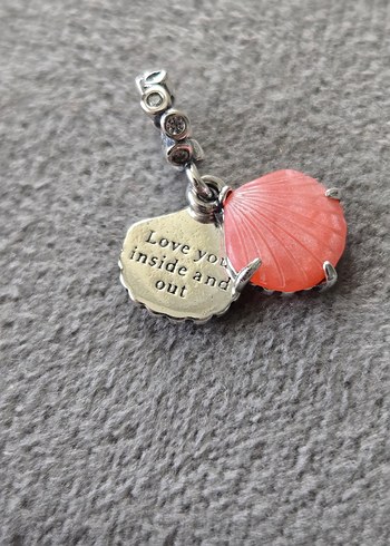 pembe midye gümüş charm - Görsel 3