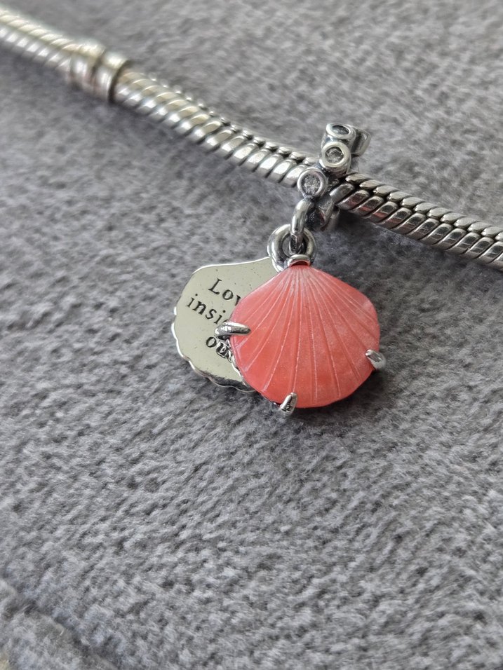 pembe midye gümüş charm - Görsel 2