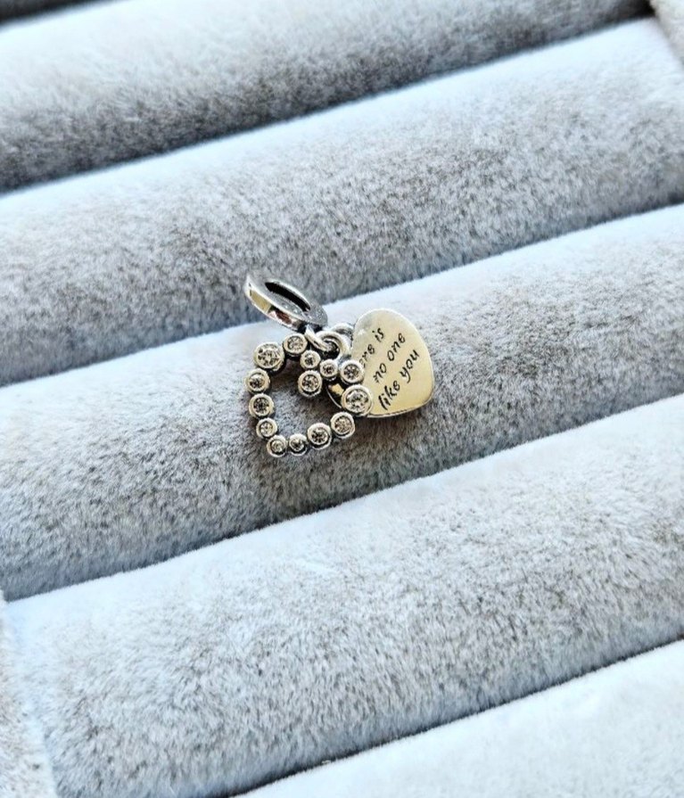 ışıltılı kalp çift sallantılı charm - Görsel 3