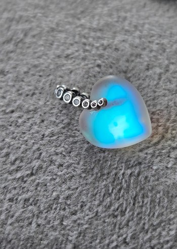 yansımalı kalp gümüş charm - Görsel 4