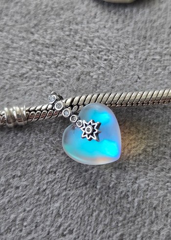 yansımalı kalp gümüş charm - Görsel 2