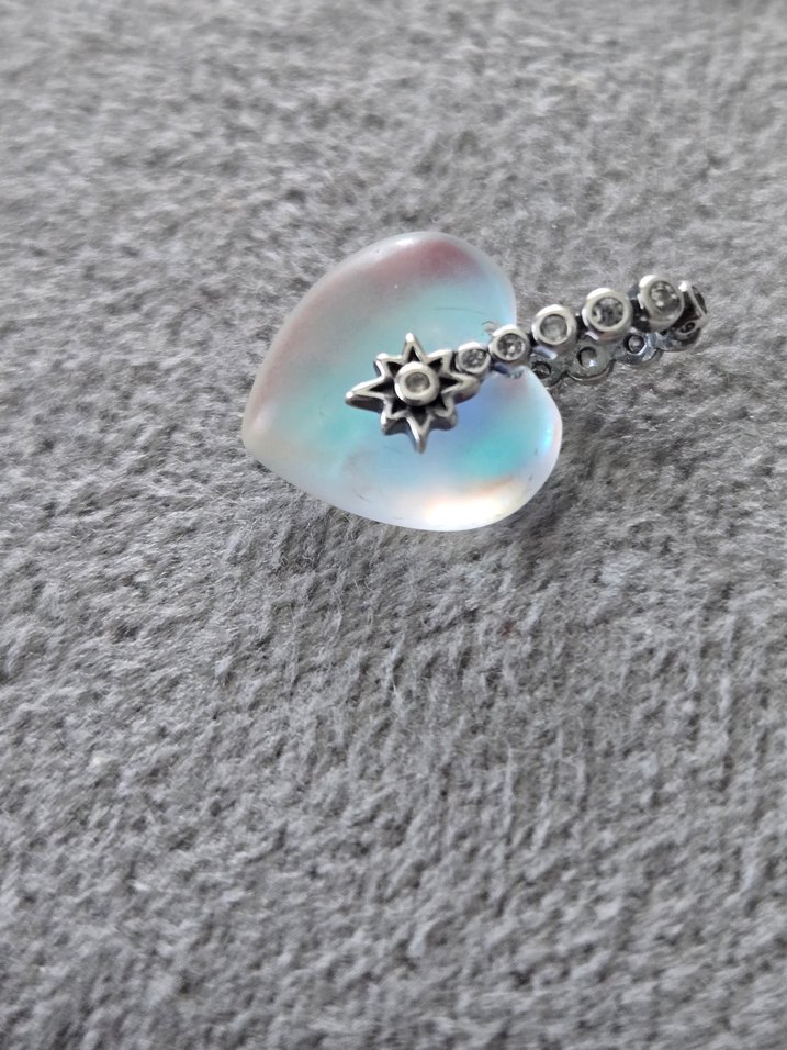 yansımalı kalp gümüş charm - Görsel 3