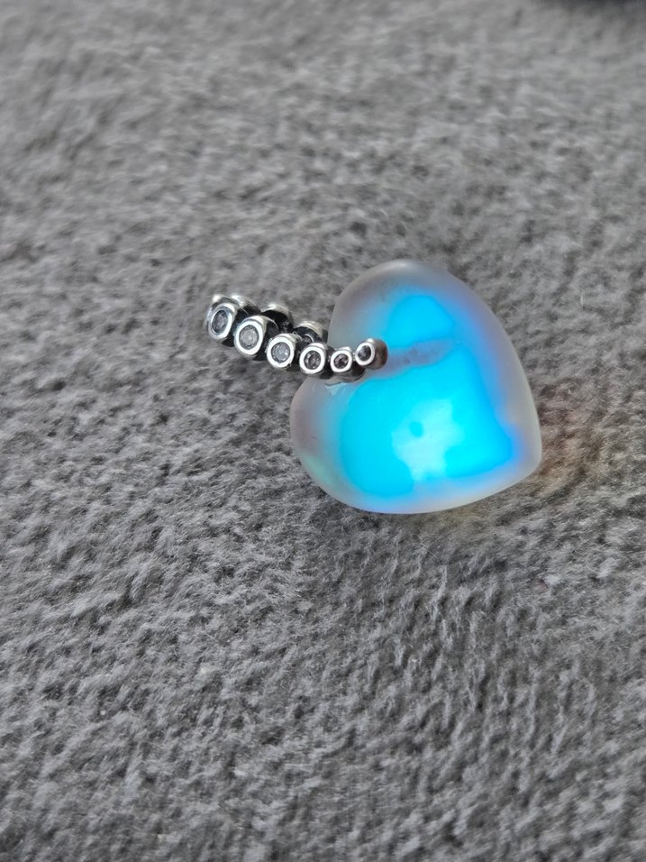 yansımalı kalp gümüş charm - Görsel 4