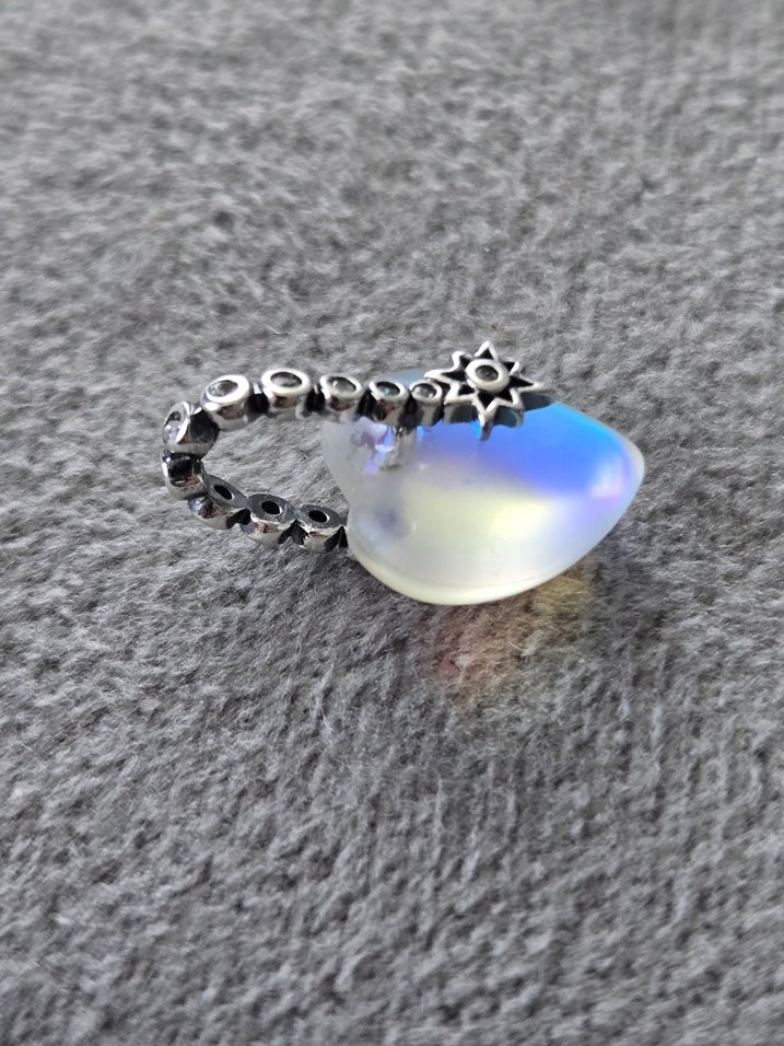 yansımalı kalp gümüş charm - Görsel 5