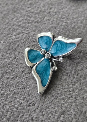 mavi kelebek gümüş charm - Görsel 4