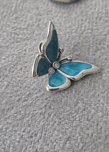 mavi kelebek gümüş charm - Görsel 3