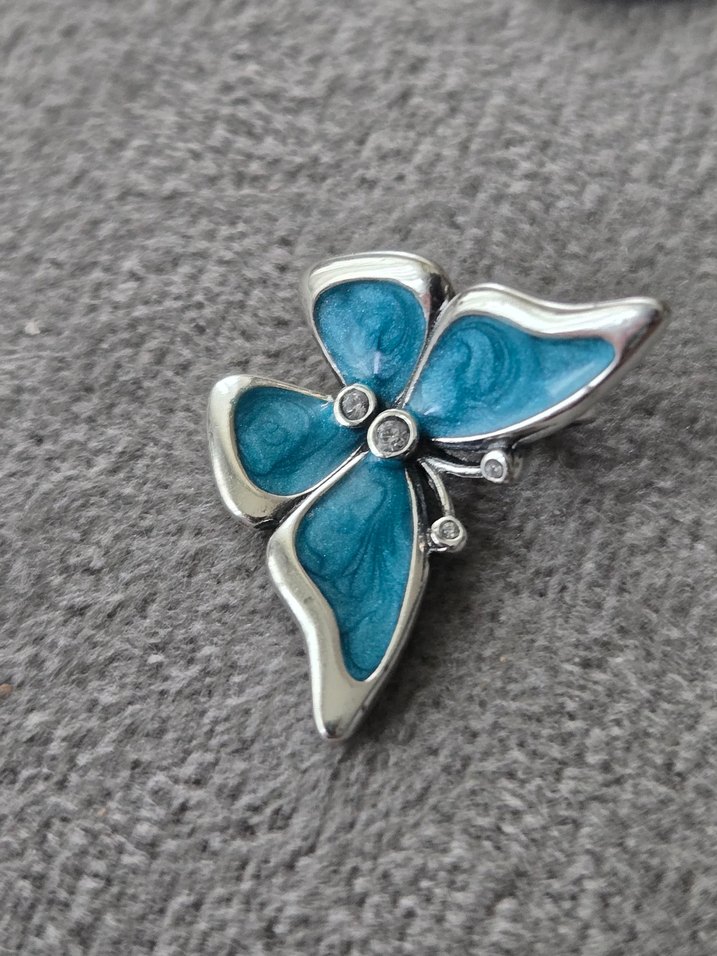 mavi kelebek gümüş charm - Görsel 4