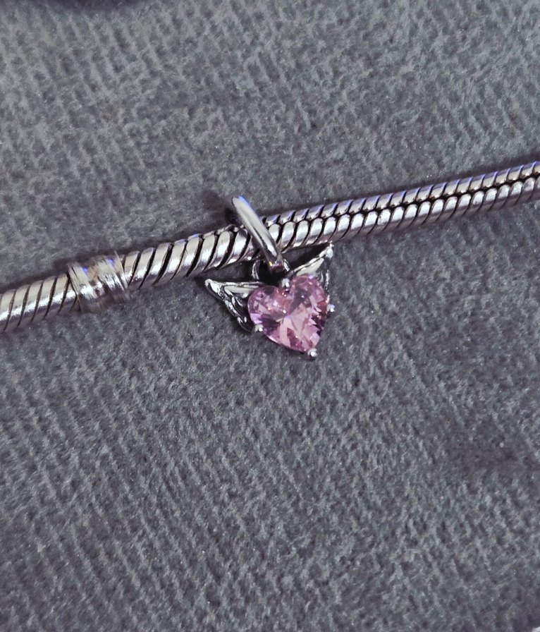 kanatlı pembe kalp me charm - Görsel 2