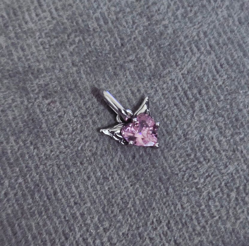 kanatlı pembe kalp me charm - Görsel 3