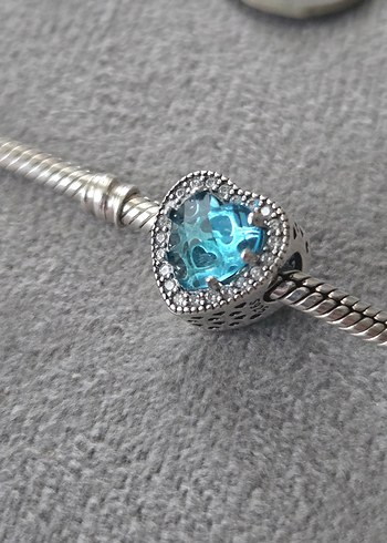 Mavi kalpler gümüş charm - Görsel 2