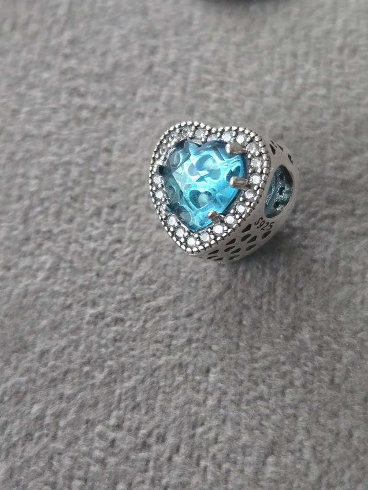 Mavi kalpler gümüş charm - Görsel 3