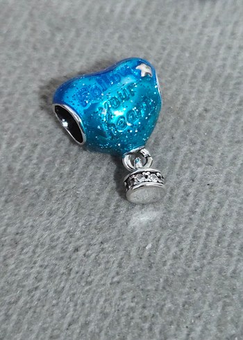 gökyüzü kalp balon gümüş charm - Görsel 6