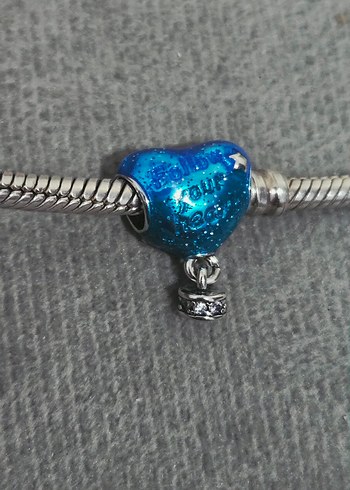 gökyüzü kalp balon gümüş charm - Görsel 3