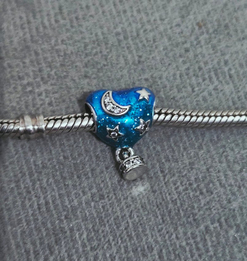 gökyüzü kalp balon gümüş charm - Görsel 2