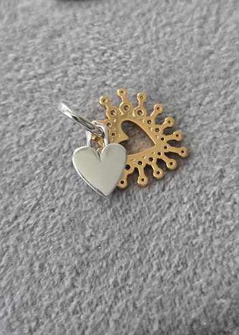 parıltılı kalp çift sallantılı charm - Görsel 6